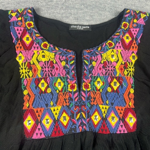 Cha Cha Vente Women’s XL Embroidered Gauzy Cotton Top Blouse Boho - Picture 2 of 8